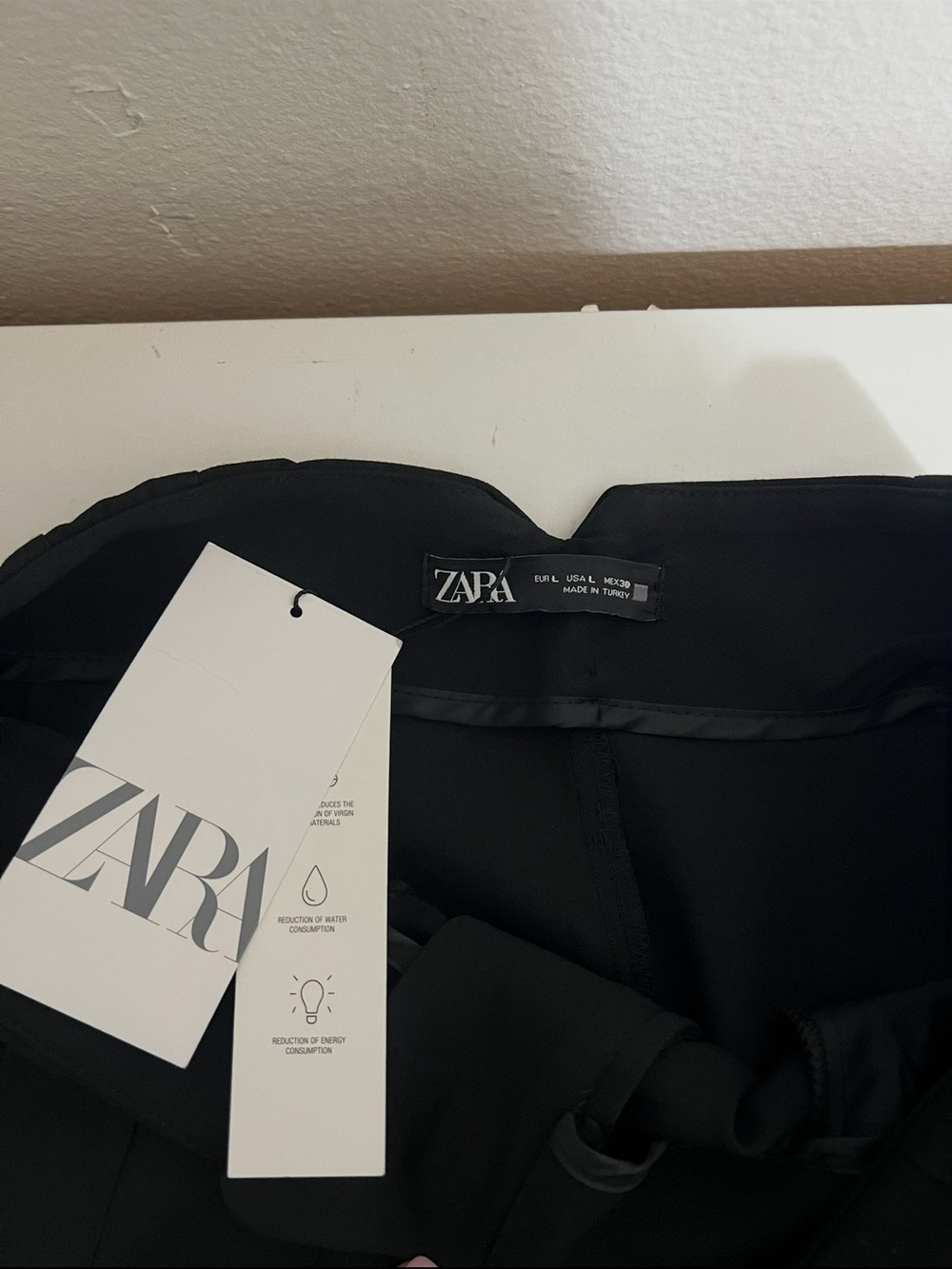 ZARA Black Tailored High-Waist Trousers Size Large NWT - Picture 5 of 8